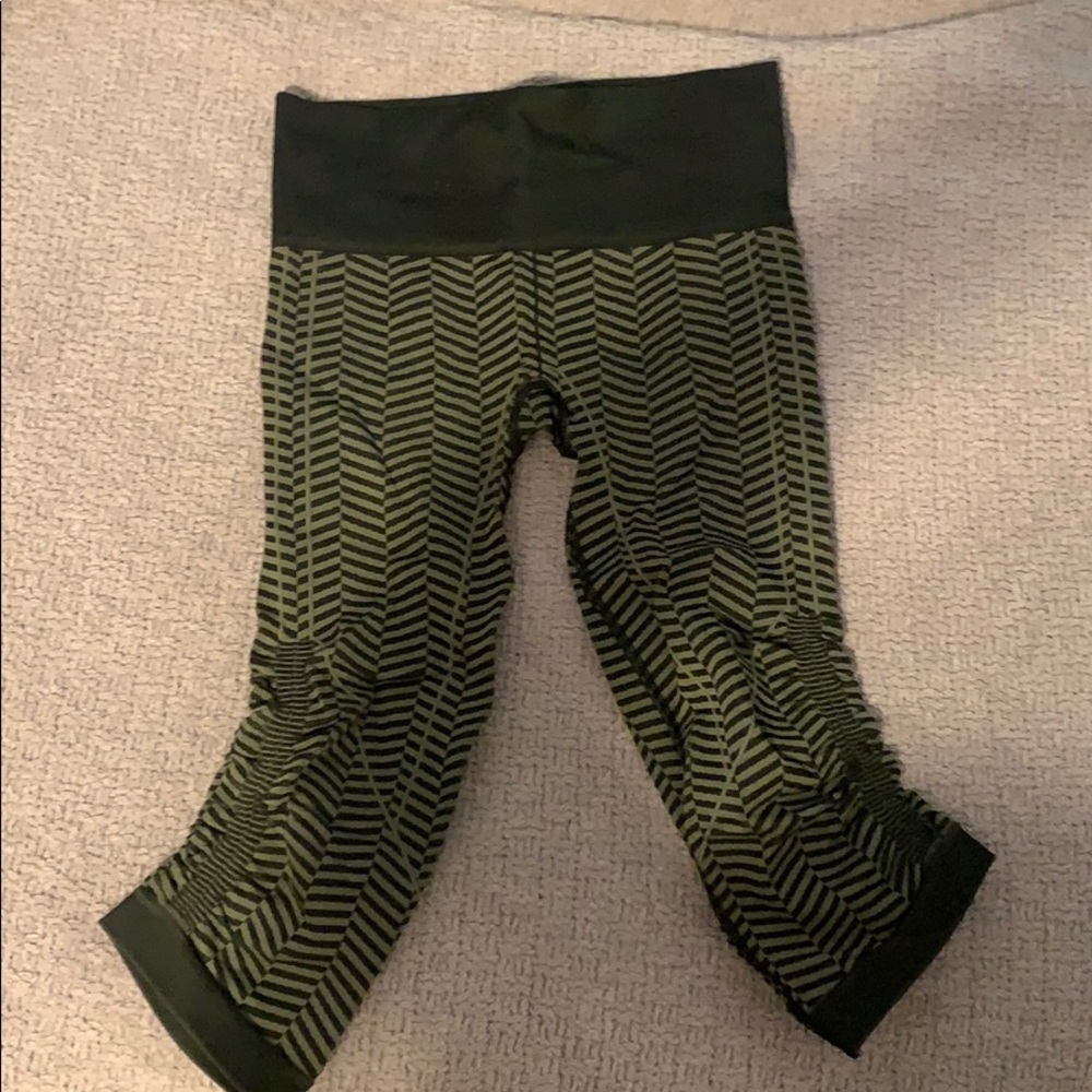Forest Green Chevron Patterned Lululemon Capris.